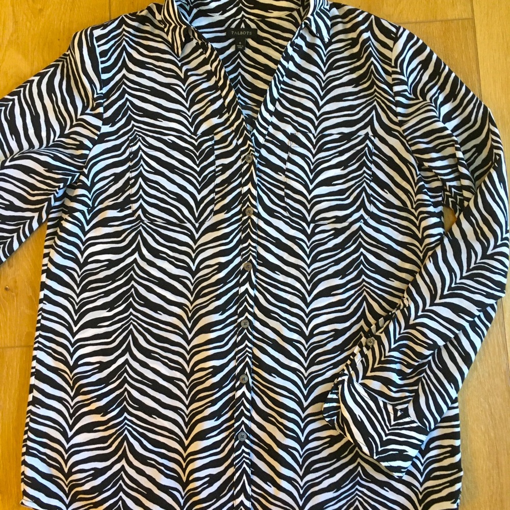 Talbots zebra print blouse